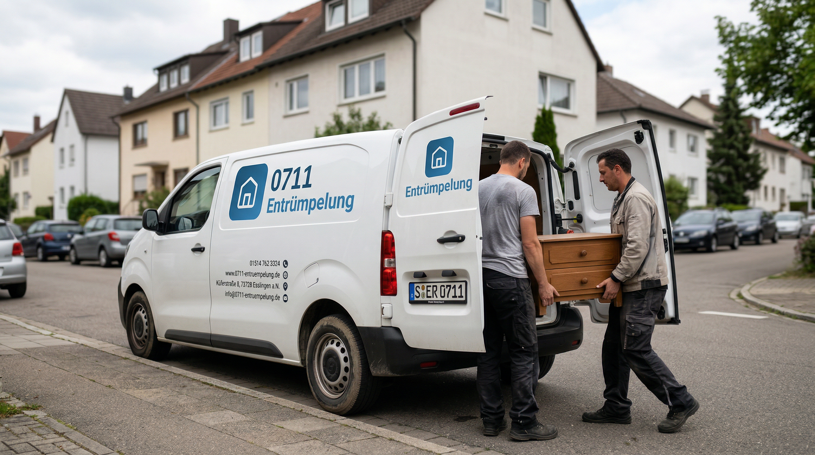 0711 Entrümpelung – Team bei der Arbeit am Transporter